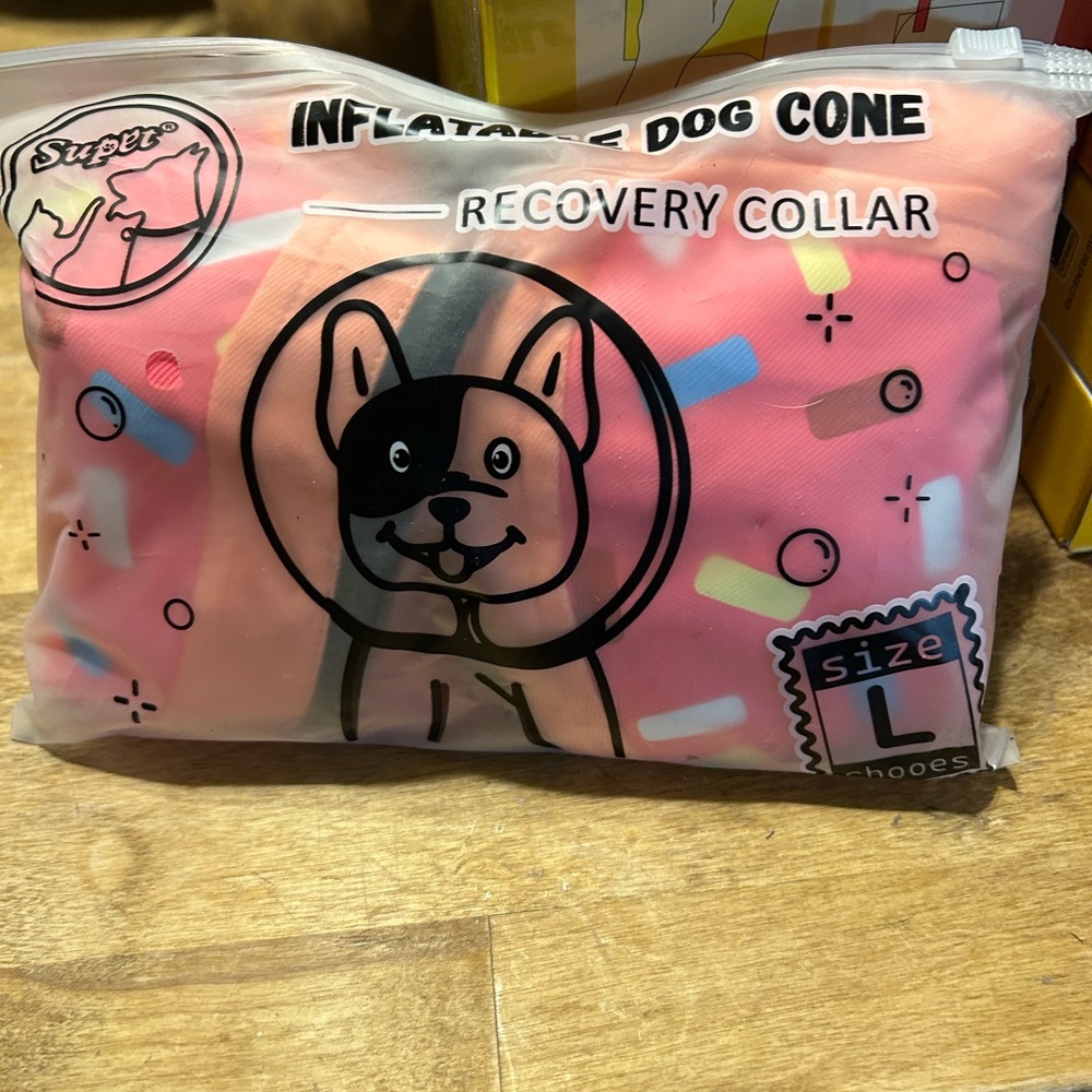 Inflatable Dog Cone Recovery Collar - Pink